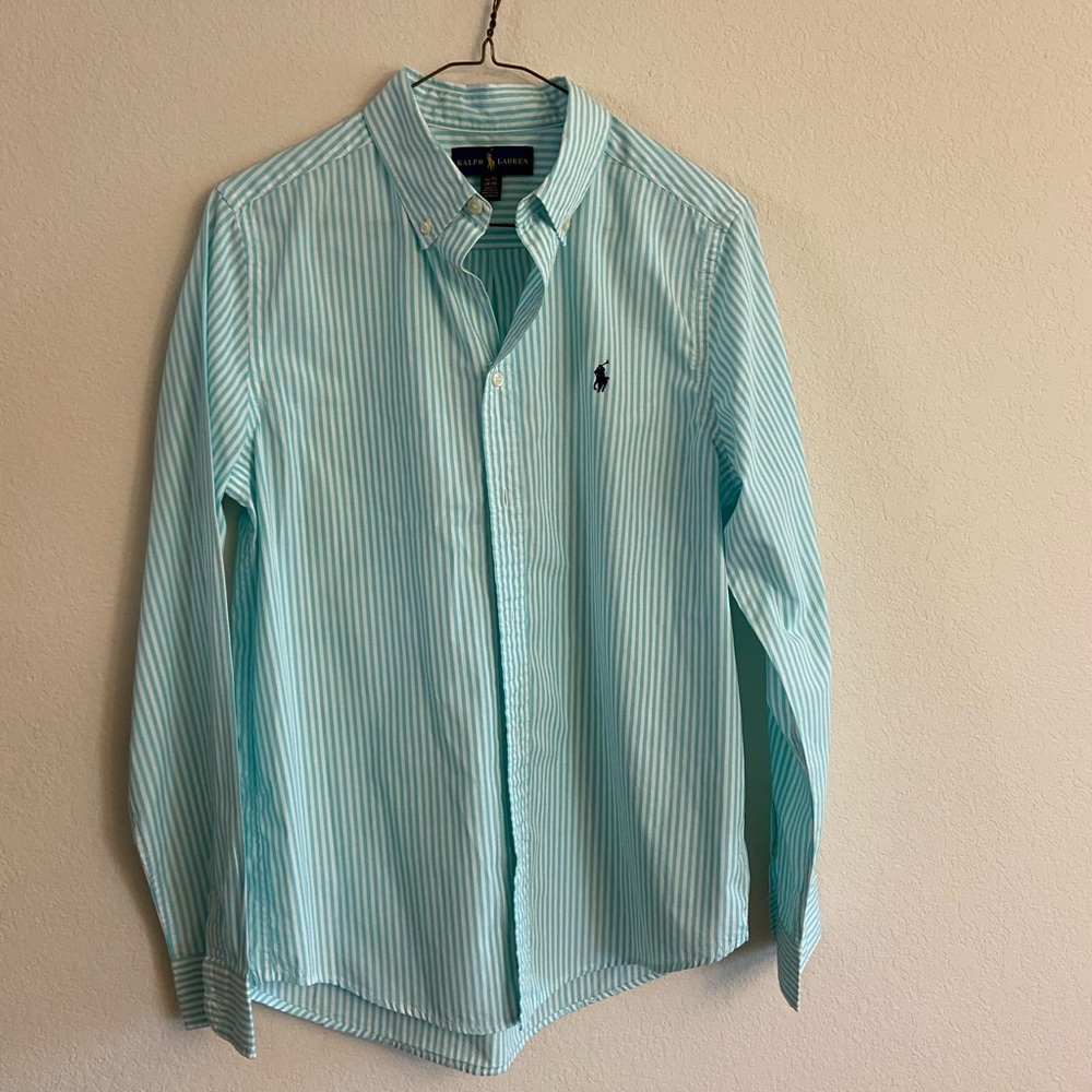 Ralph Lauren mintgreen/whitestripedbuttondownshirt